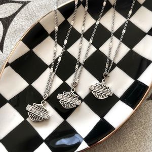 Set of 3 Motor Cycles Biker Necklace Charm